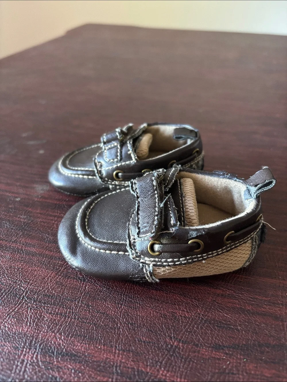 Baby Moccasin Loafers in Dark Brown with Velcro Strap